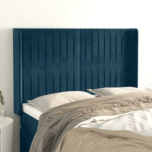 Testiera ad Orecchio Blu Scuro 147x16x118/128 cm in Velluto | homemem39