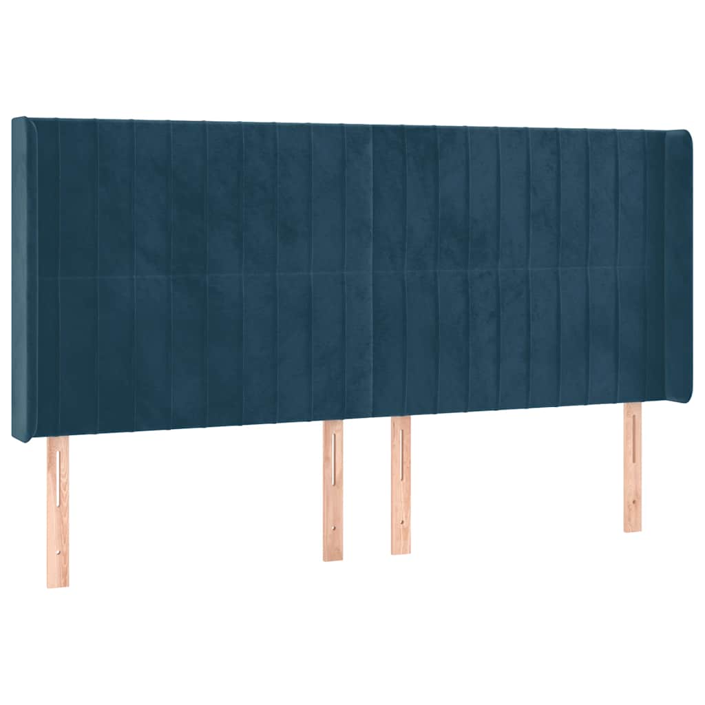 Testiera ad Orecchio Blu Scuro 163x16x118/128 cm in Velluto | homemem39