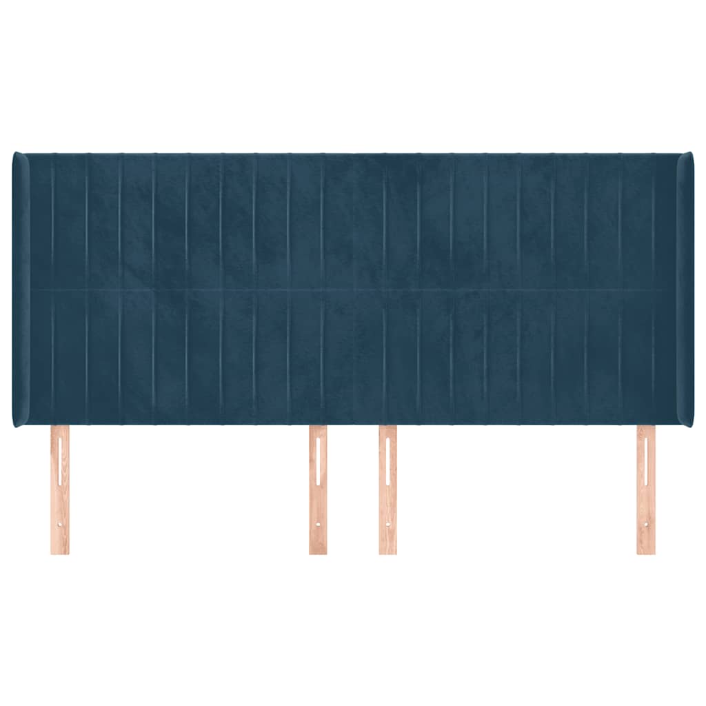 Testiera ad Orecchio Blu Scuro 163x16x118/128 cm in Velluto | homemem39