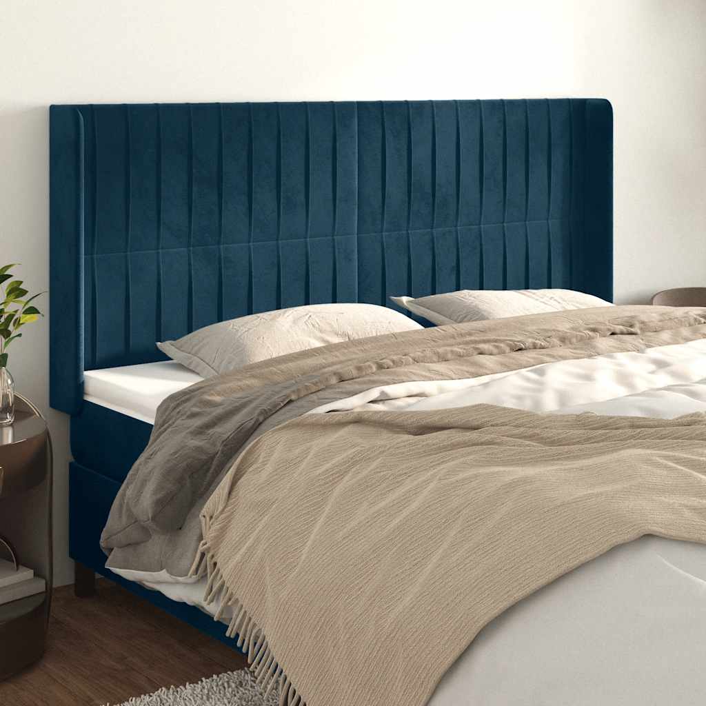 Testiera ad Orecchio Blu Scuro 183x16x118/128 cm in Velluto | homemem39