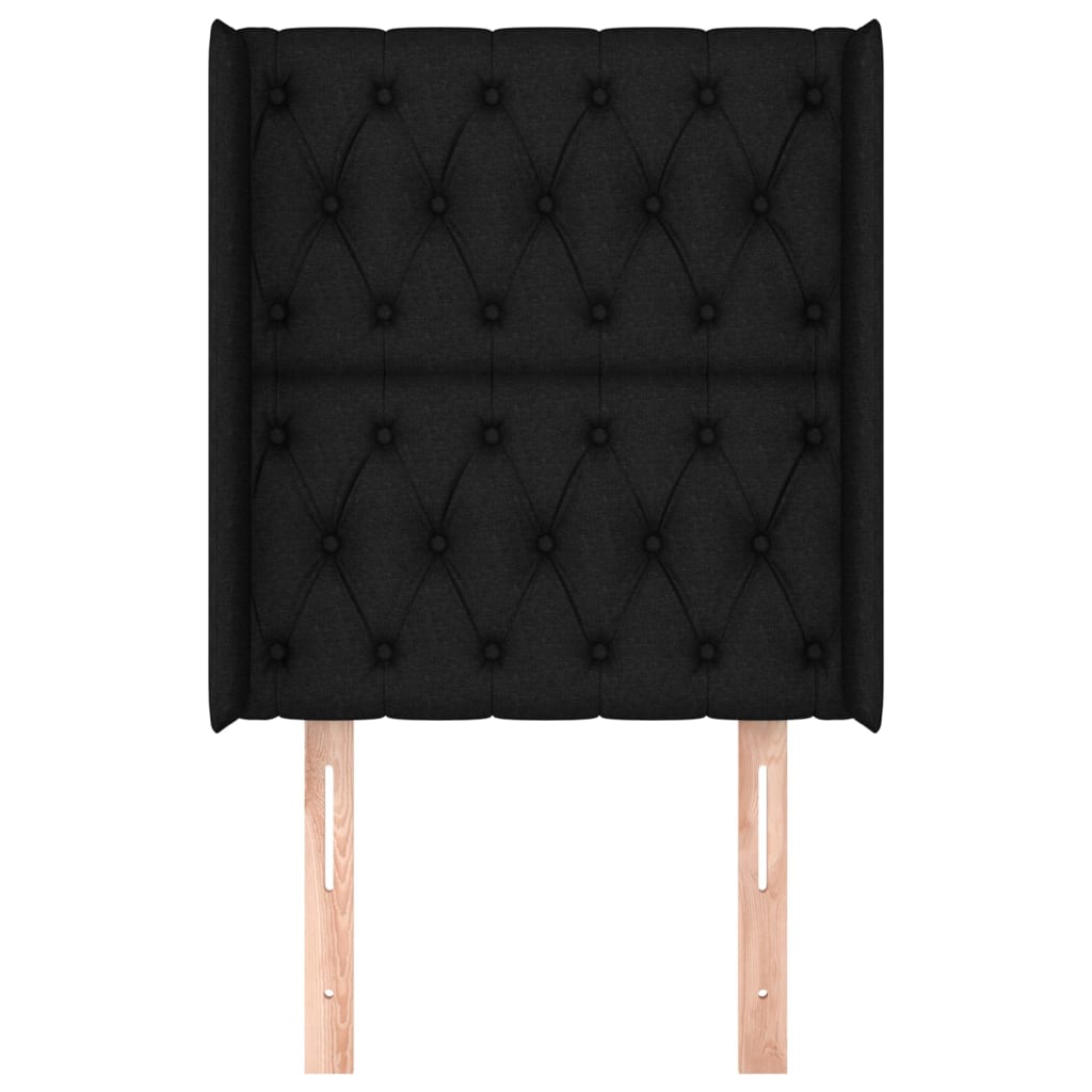 Testiera ad Orecchio Nera 83x16x118/128 cm in Tessuto