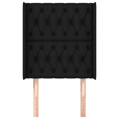 Testiera ad Orecchio Nera 83x16x118/128 cm in Tessuto