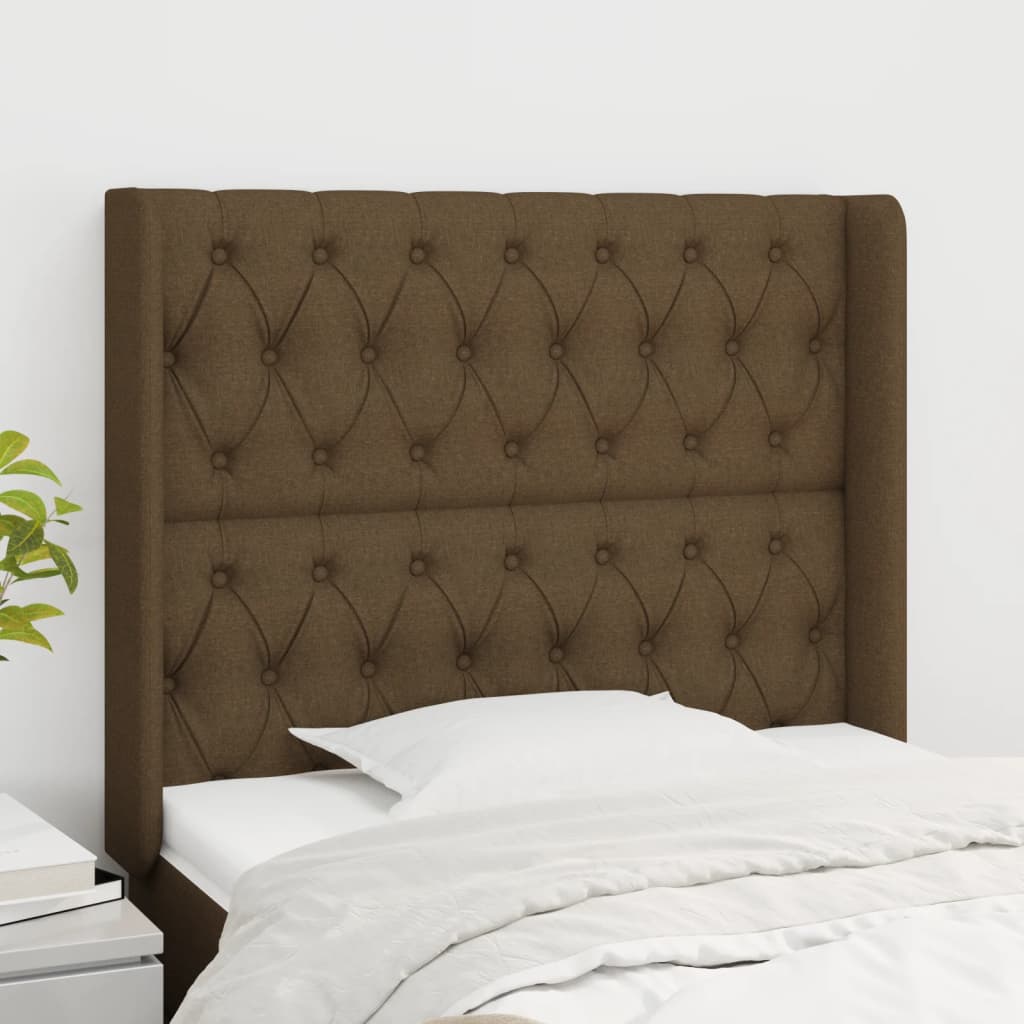 Testiera ad Orecchio Marrone Scuro 93x16x118/128 cm in Tessuto | homemem39