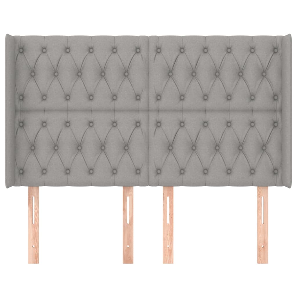 Testiera ad Orecchio Grigio Chiaro 163x16x118/128 cm in Tessuto