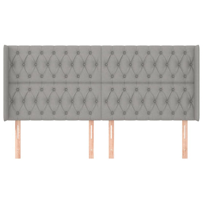 Testiera ad Orecchio Grigio Chiaro 183x16x118/128 cm in Tessuto