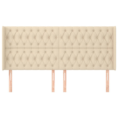 Testiera ad Orecchio Crema 183x16x118/128 cm in Tessuto