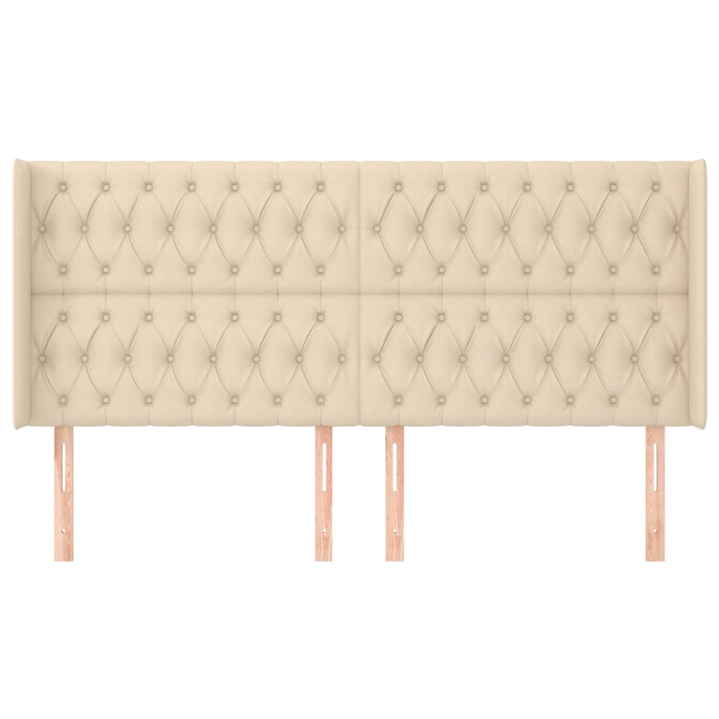 Testiera ad Orecchio Crema 203x23x118/128 cm in Tessuto
