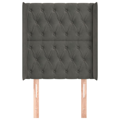 Testiera ad Orecchio Grigio Scuro 83x16x118/128 cm in Velluto