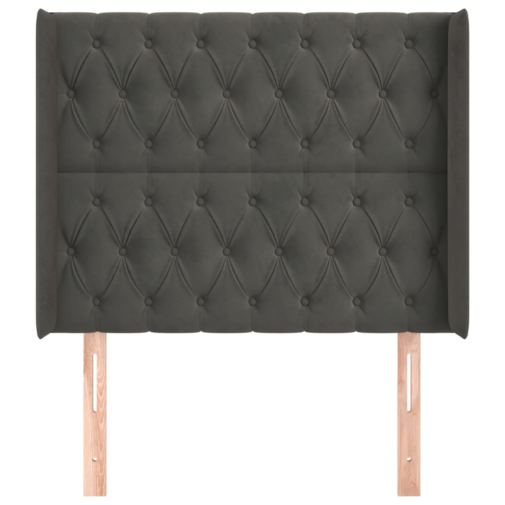 Testiera ad Orecchio Grigio Scuro 93x16x118/128 cm in Velluto