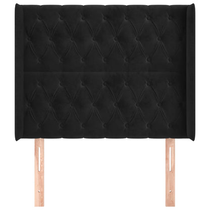 Testiera ad Orecchio Nera 103x16x118/128 cm in Velluto