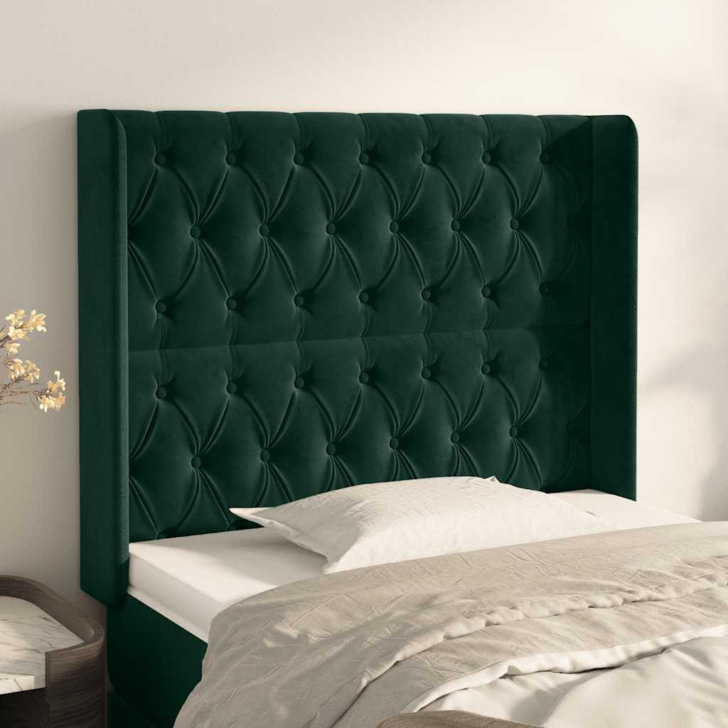 Testiera ad Orecchio Verde Scuro 103x16x118/128cm in Velluto | homemem39