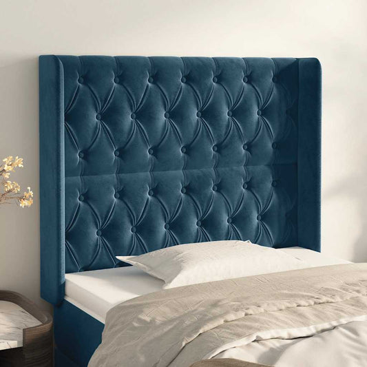 Testiera ad Orecchio Blu Scuro 103x16x118/128 cm in Velluto | homemem39