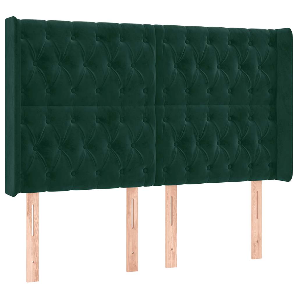 Testiera ad Orecchio Verde Scuro 147x23x118/128cm in Velluto | homemem39