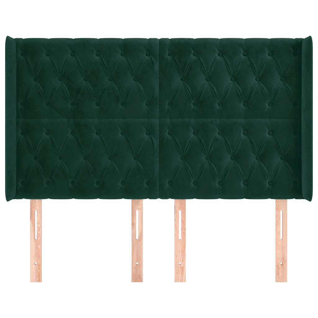 Testiera ad Orecchio Verde Scuro 147x23x118/128cm in Velluto | homemem39