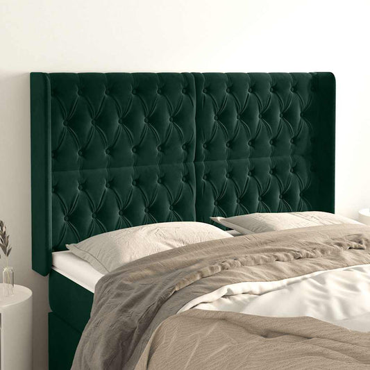 Testiera ad Orecchio Verde Scuro 147x23x118/128cm in Velluto | homemem39