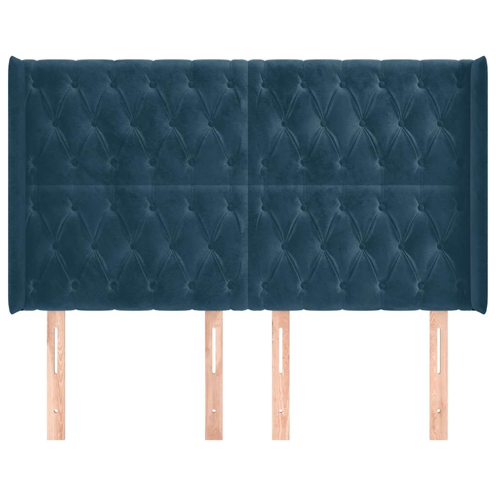 Testiera ad Orecchio Blu Scuro 147x16x118/128 cm in Velluto | homemem39