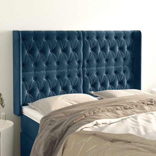 Testiera ad Orecchio Blu Scuro 147x16x118/128 cm in Velluto | homemem39