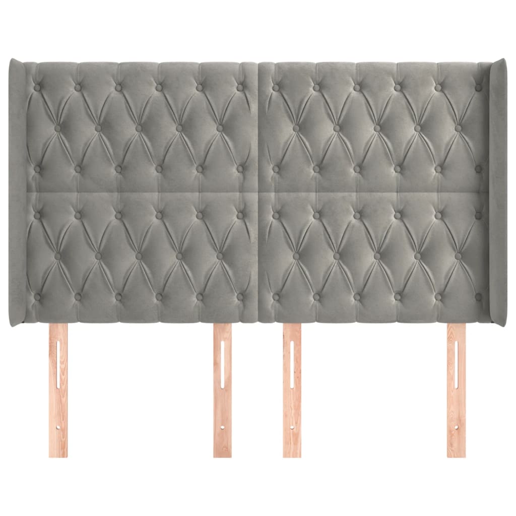 Testiera ad Orecchio Grigio Chiaro 163x16x118/128 cm in Velluto