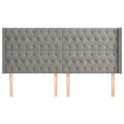 Testiera ad Orecchio Grigio Chiaro 183x16x118/128 cm in Velluto