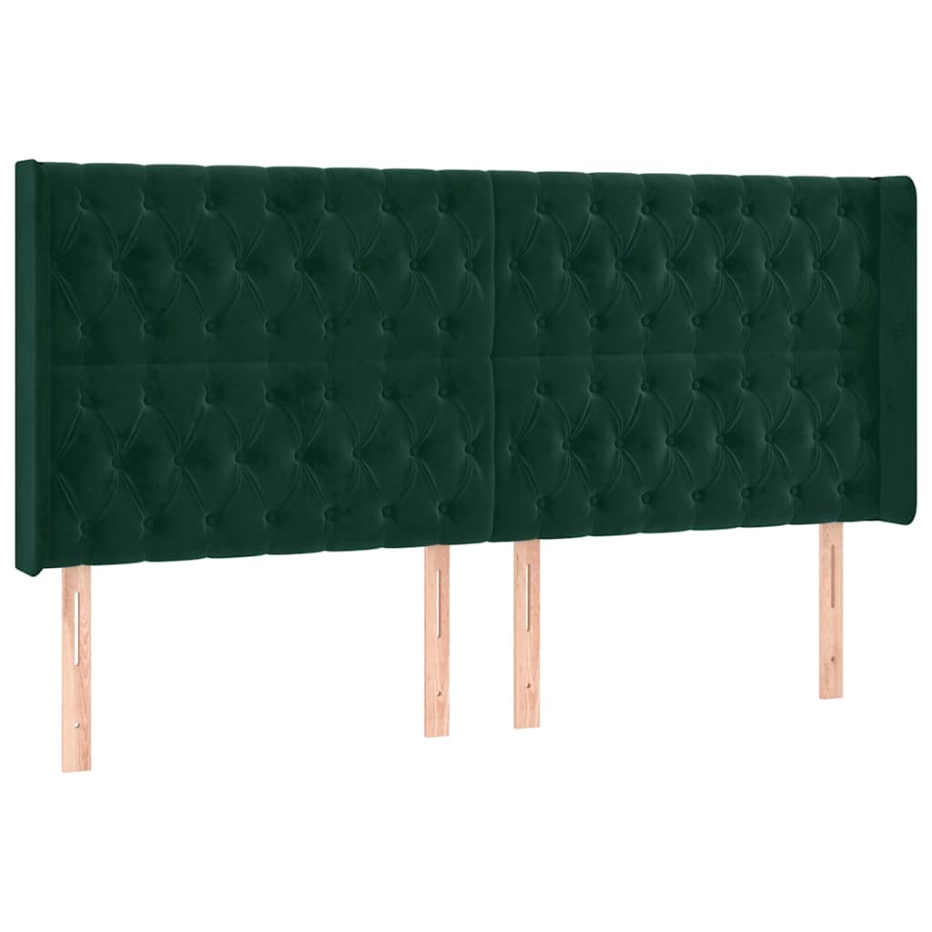 Testiera ad Orecchio Verde Scuro 203x16x118/128 cm in Velluto | homemem39