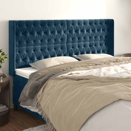 Testiera ad Orecchio Blu Scuro 203x23x118/128 cm in Velluto | homemem39