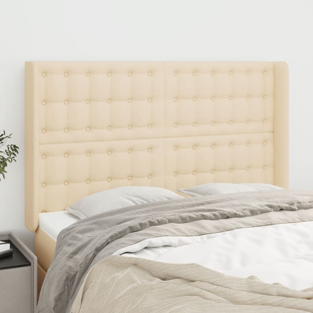 Testiera ad Orecchio Crema 147x16x118/128 cm in Tessuto | homemem39