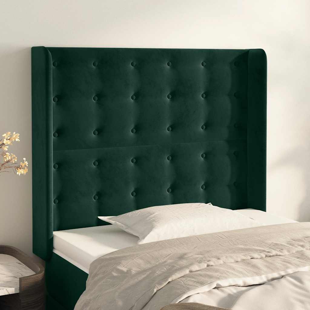 Testiera ad Orecchio Verde Scuro 83x16x118/128 cm in Velluto | homemem39