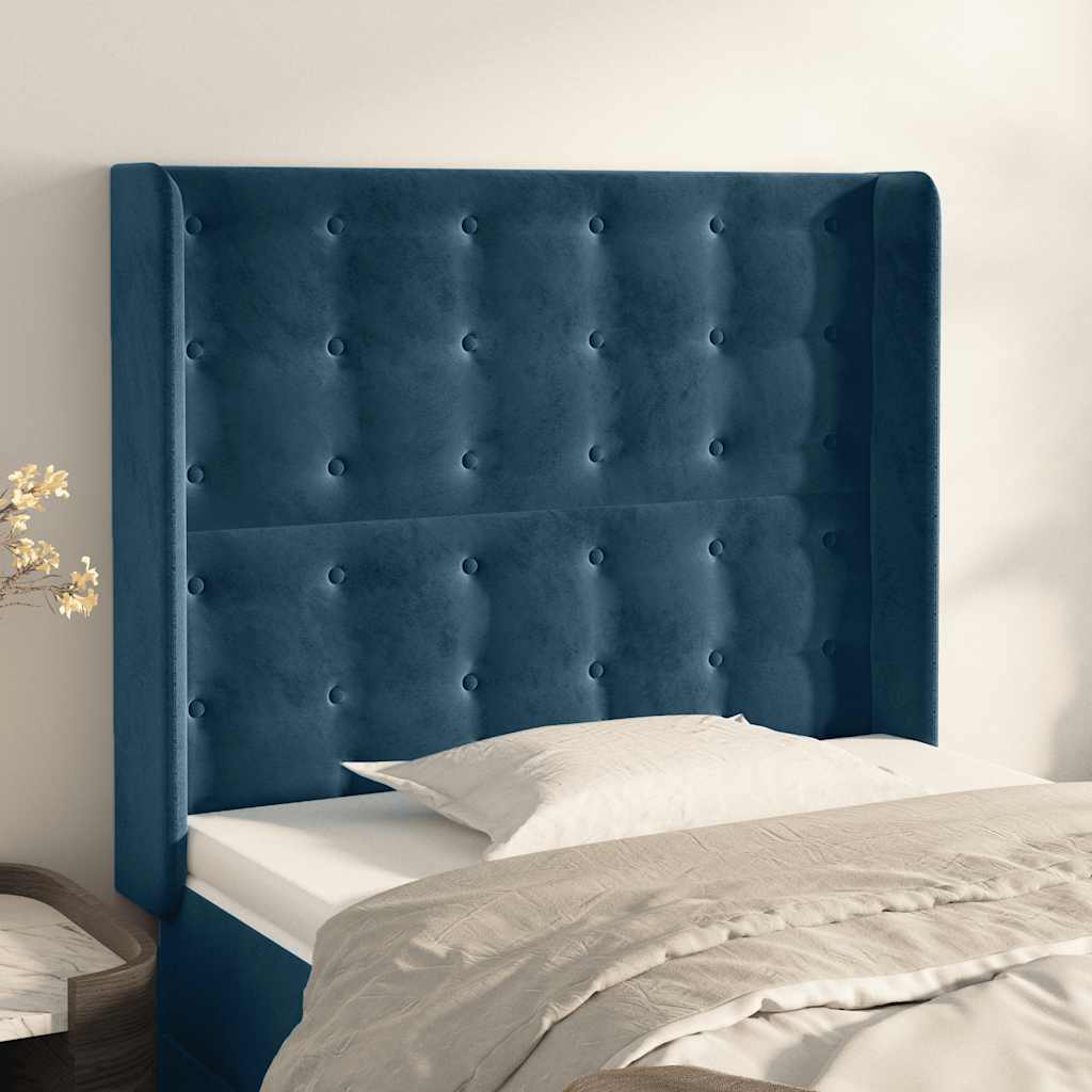 Testiera ad Orecchio Blu Scuro 83x16x118/128 cm in Velluto | homemem39