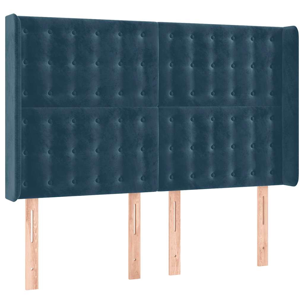 Testiera ad Orecchio Blu Scuro 147x16x118/128 cm in Velluto | homemem39
