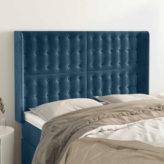 Testiera ad Orecchio Blu Scuro 147x16x118/128 cm in Velluto | homemem39