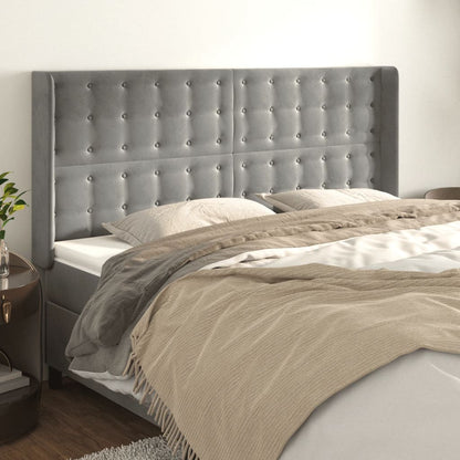 Testiera ad Orecchio Grigio Chiaro 163x16x118/128 cm in Velluto | homemem39