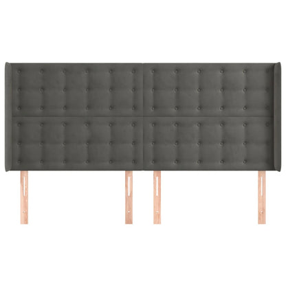 Testiera ad Orecchio GrigioScuro 163x16x118/128cm in Velluto