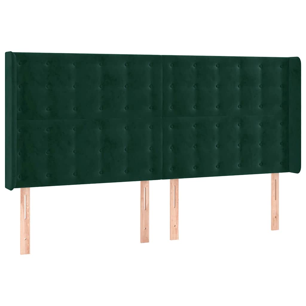Testiera ad Orecchio Verde Scuro 163x16x118/128 cm in Velluto | homemem39
