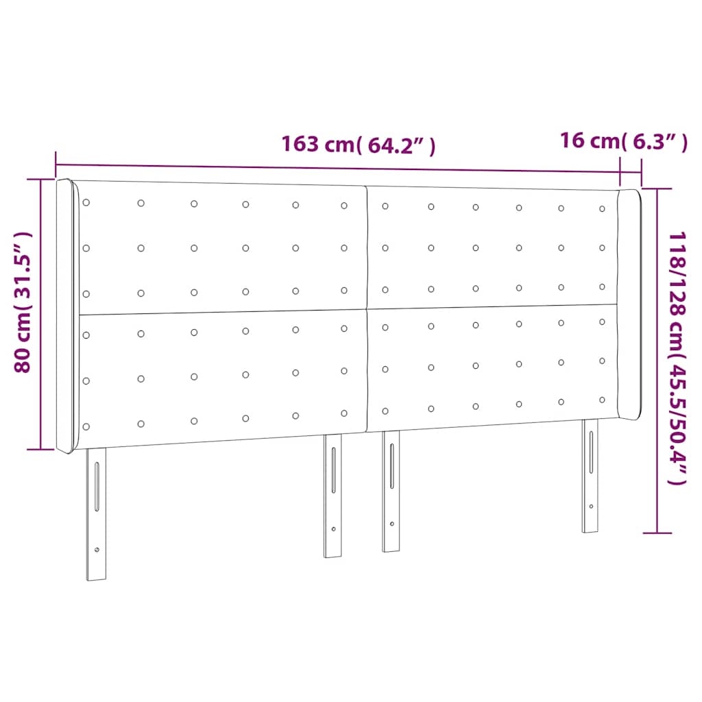 Testiera ad Orecchio Blu Scuro 163x16x118/128 cm in Velluto | homemem39
