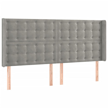 Testiera ad Orecchio Grigio Chiaro 183x16x118/128 cm in Velluto