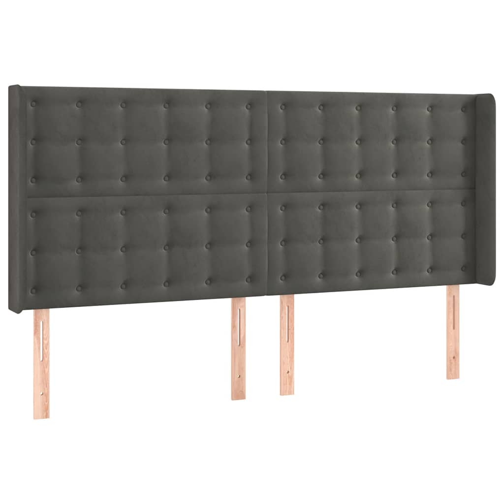 Testiera ad Orecchio GrigioScuro 183x16x118/128 cm in Velluto