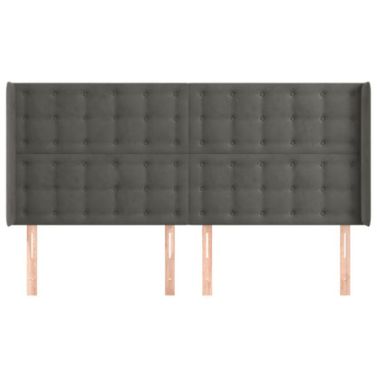 Testiera ad Orecchio GrigioScuro 183x16x118/128 cm in Velluto