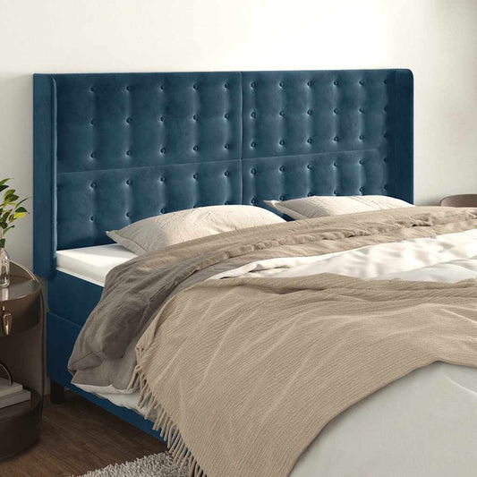 Testiera ad Orecchio Blu Scuro 183x16x118/128 cm in Velluto | homemem39