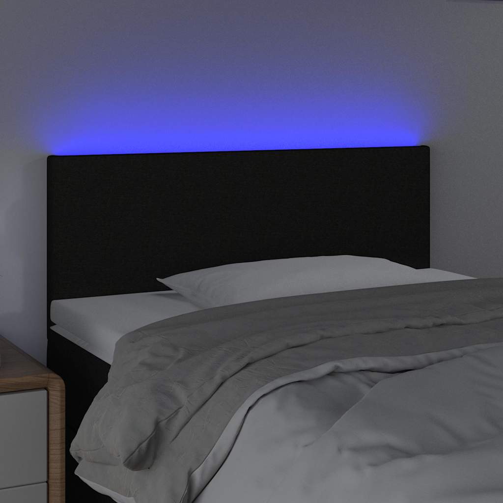 Testiera a LED Nera 90x5x78/88 cm in Tessuto
