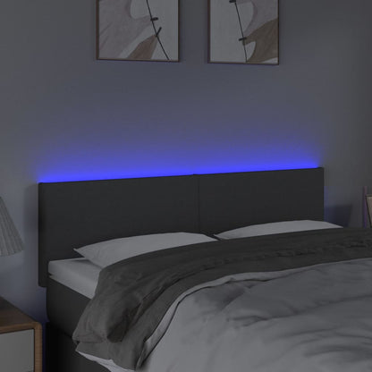 Testiera a LED Grigio Scuro 144x5x78/88 cm in Tessuto - homemem39