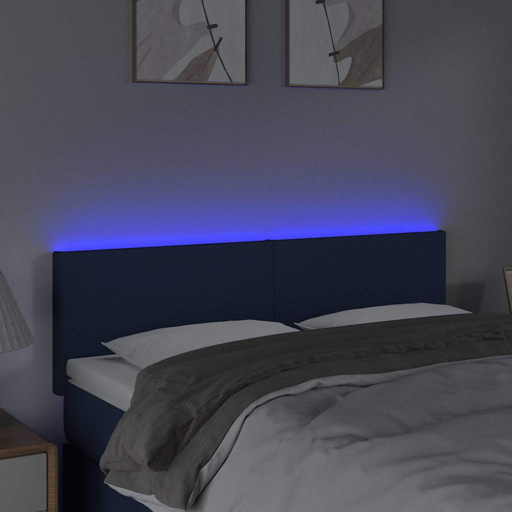 Testiera a LED Blu 144x5x78/88 cm in Tessuto