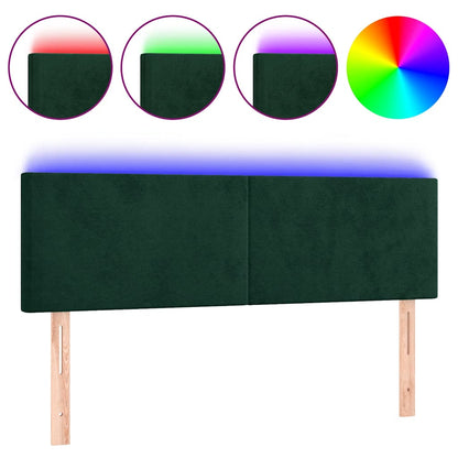 Testiera a LED Verde Scuro 144x5x78/88 cm in Velluto | homemem39