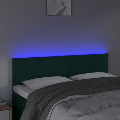 Testiera a LED Verde Scuro 144x5x78/88 cm in Velluto | homemem39
