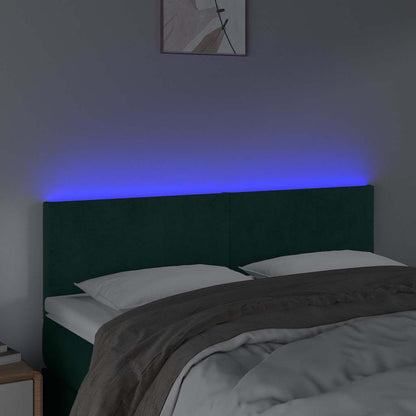 Testiera a LED Verde Scuro 144x5x78/88 cm in Velluto