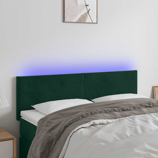 Testiera a LED Verde Scuro 144x5x78/88 cm in Velluto | homemem39