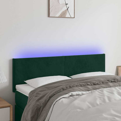 Testiera a LED Verde Scuro 144x5x78/88 cm in Velluto