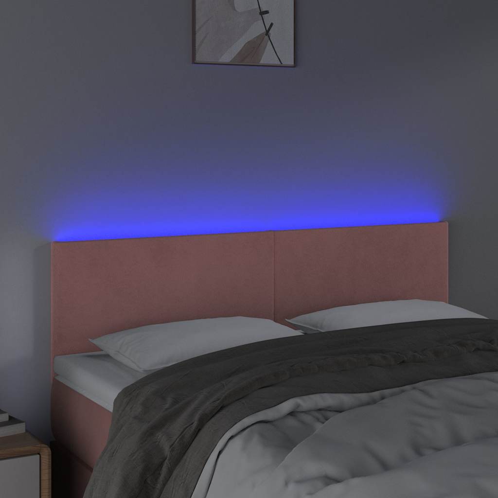 Testiera a LED Rosa 144x5x78/88 cm in Velluto