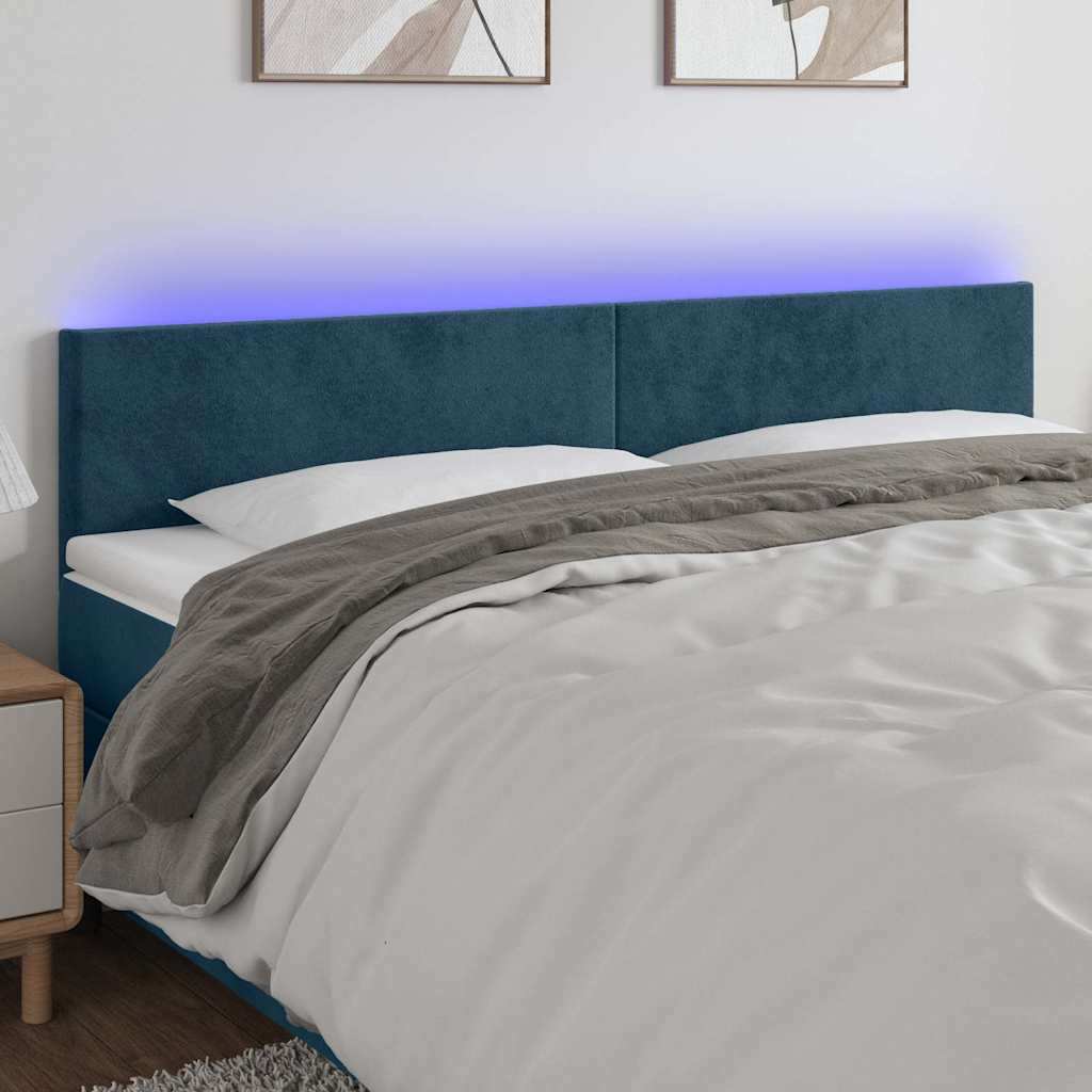 Testiera a LED Blu scuro 160x5x78/88 cm in Tessuto