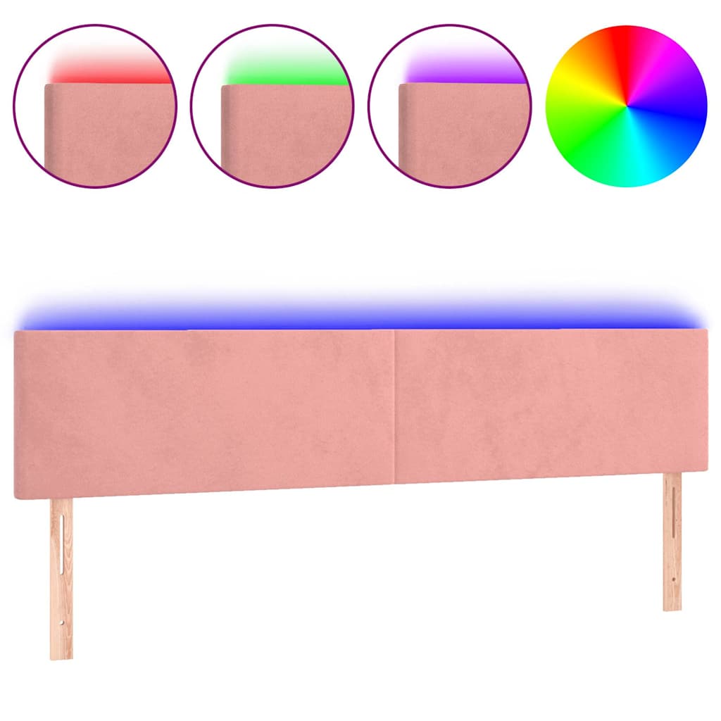 Testiera a LED Rosa 160x5x78/88 cm in Velluto