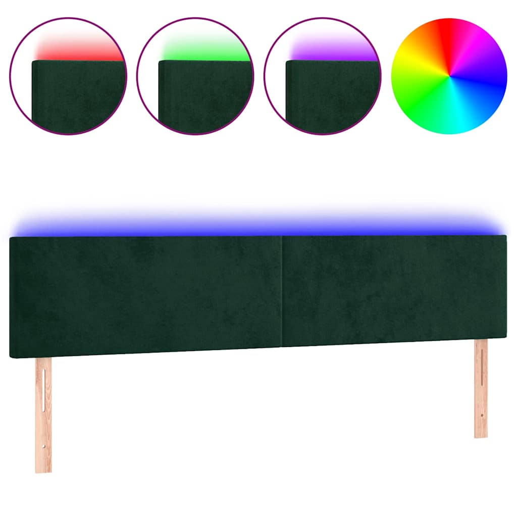 Testiera a LED Verde Scuro 180x5x78/88 cm in Velluto